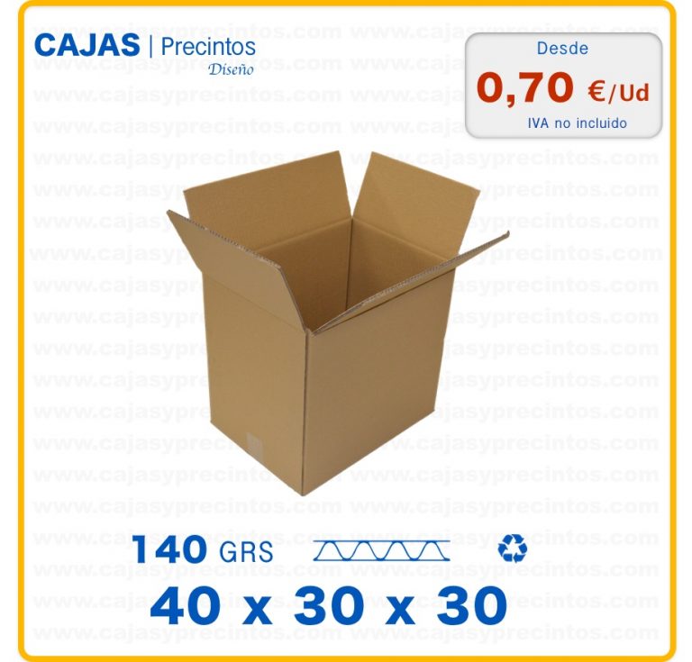 Caja de Cartón 40 x 30 x 30 cm Canal Sencillo Cajas y Precintos