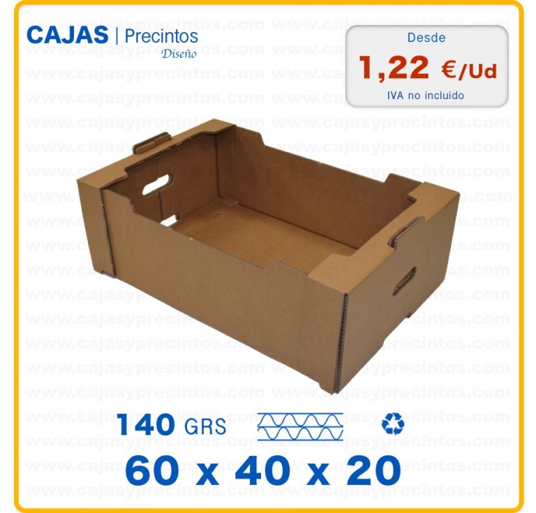 Caja Cartón 60 x 40 x 20 cm para Frutas y Verduras para 15-25 kg